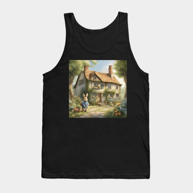 Whimsical Rabbit Cottage Tank Top by Souls.Print